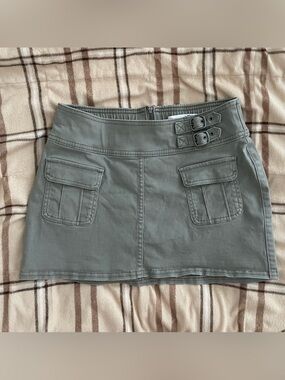 Hollister Olive Green Mini Skirt with Buckle Details